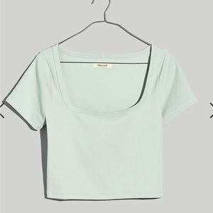 Madewell Square Neck Crop Top in Sage Mist